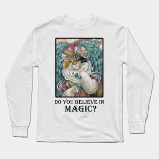 Angel Cat Princess - Do You Believe In Magic - Black Outlined Version Long Sleeve T-Shirt